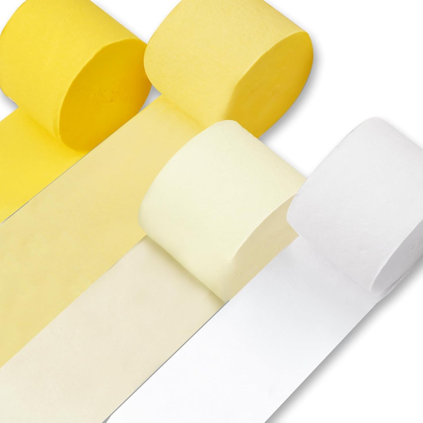 Light Yellow Pale Pastel Yellow Crepe Paper Streamers 4pcs 328 FT | Birthday Graduation Engagement Baby Shower Summer Sunflower Little Cutie Wedding Bridal Shower Party Decorations - Colors A