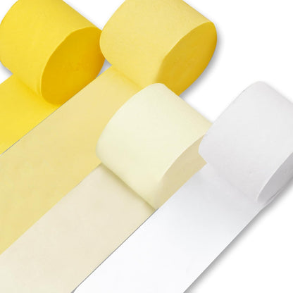 Light Yellow Pale Pastel Yellow Crepe Paper Streamers 4pcs 328 FT | Birthday Graduation Engagement Baby Shower Summer Sunflower Little Cutie Wedding Bridal Shower Party Decorations - Colors A