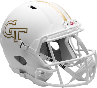 Georgia Tech Yellow Jackets Flat White Speed Replica Full Size Football Helmet - New in Riddell Box