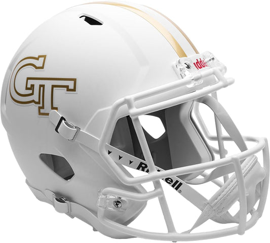 Georgia Tech Yellow Jackets Flat White Speed Replica Full Size Football Helmet - New in Riddell Box