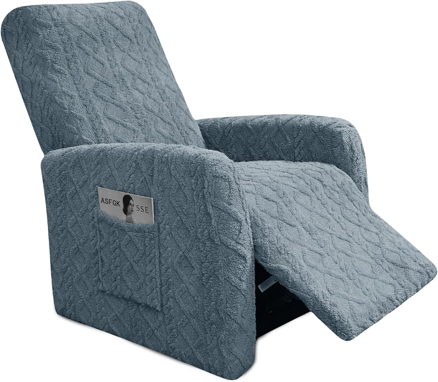 Recliner Chair Covers Small Lazy Boy Reclining Slipcover,BlueGray | 4 Pieces Stretch Plush Small Recliner Sofa Slipcover with Pocket,Pets Friendly,Furniture Protector for Living Room