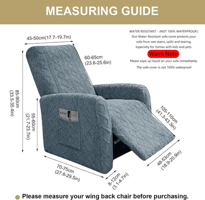 Recliner Chair Covers Small Lazy Boy Reclining Slipcover,BlueGray | 4 Pieces Stretch Plush Small Recliner Sofa Slipcover with Pocket,Pets Friendly,Furniture Protector for Living Room