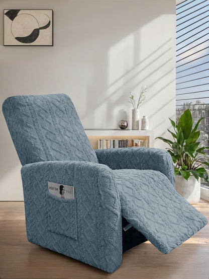 Recliner Chair Covers Small Lazy Boy Reclining Slipcover,BlueGray | 4 Pieces Stretch Plush Small Recliner Sofa Slipcover with Pocket,Pets Friendly,Furniture Protector for Living Room