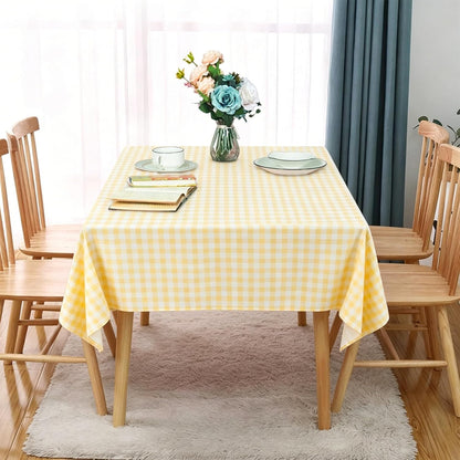 Yellow and White Checked Tablecloth Square 54x54-Inch Gingham Check Table Cloth for Picnic Christmas Buffalo Plaid Farmhouse Tablecloths Overlay（(54" x 54", Yellow）