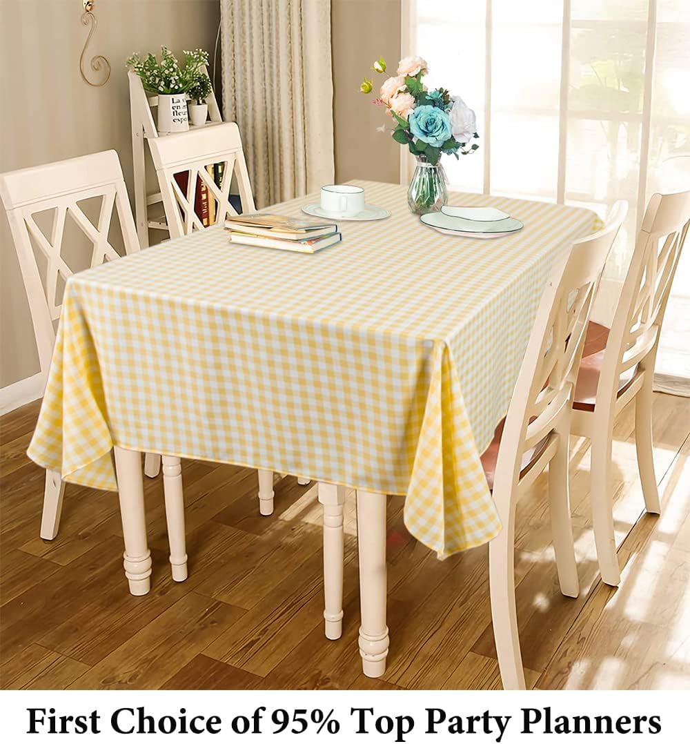 Yellow and White Checked Tablecloth Square 54x54-Inch Gingham Check Table Cloth for Picnic Christmas Buffalo Plaid Farmhouse Tablecloths Overlay（(54" x 54", Yellow）