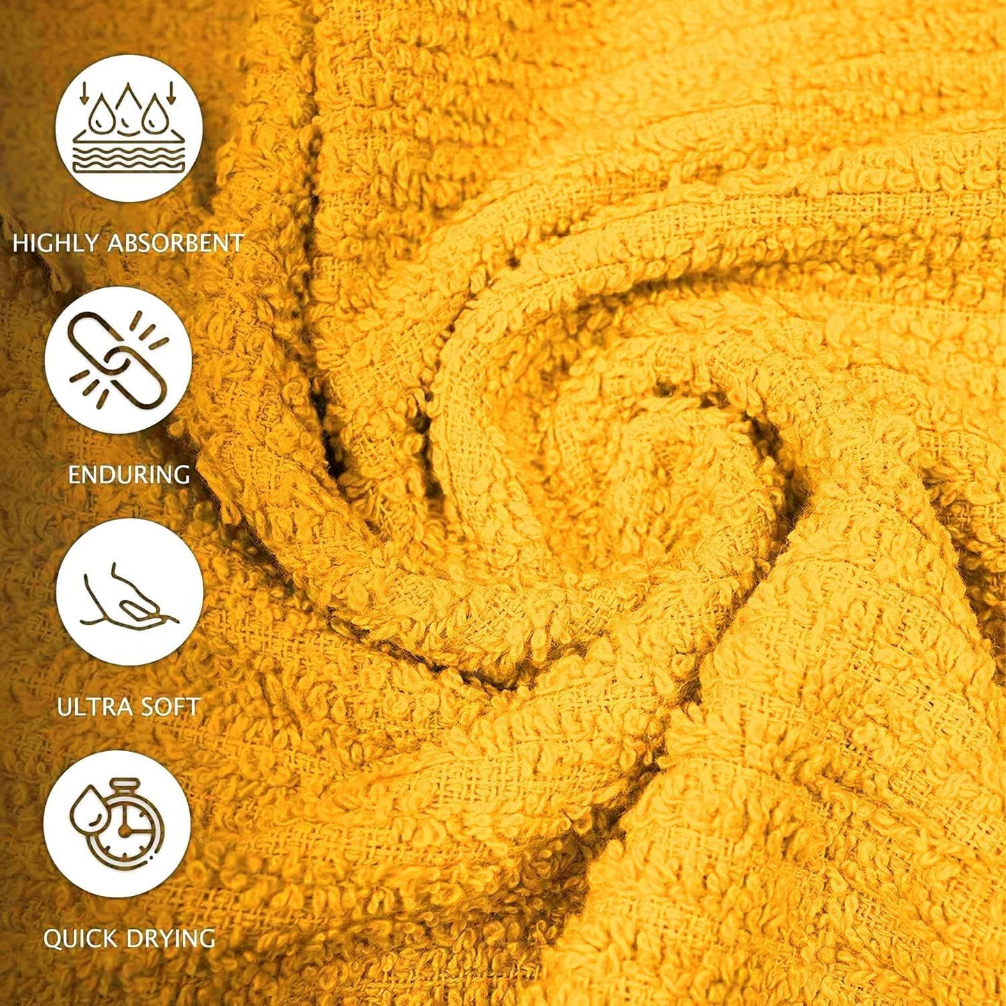 Bar Mop Kitchen Towels - Pack of 12 (16" x19”) Ring Spun Cotton - Dish Cloths for Superb Cleaning and Less Lint - Highly Absorbent Dish Towels for Everyday use (Yellow)