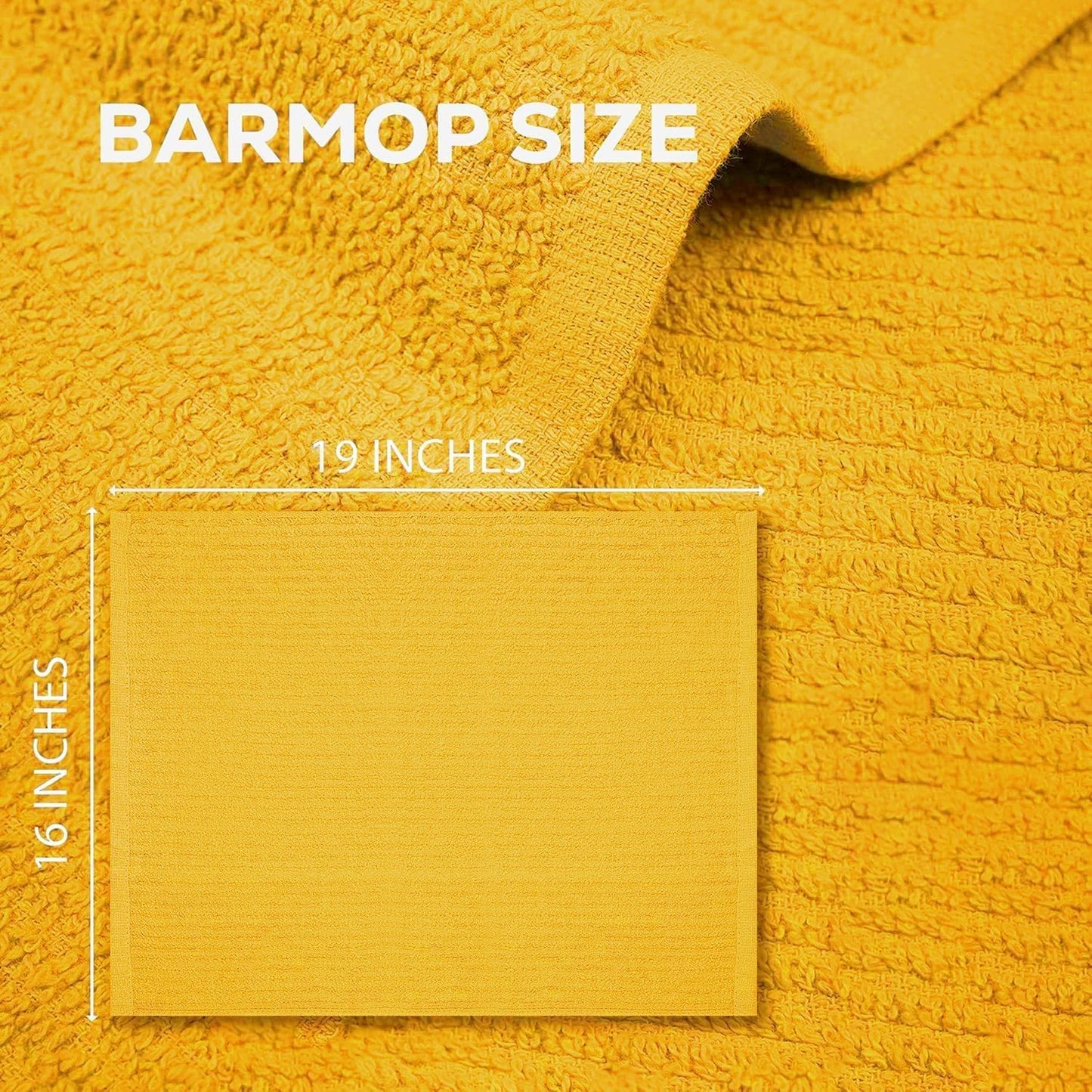 Bar Mop Kitchen Towels - Pack of 12 (16" x19”) Ring Spun Cotton - Dish Cloths for Superb Cleaning and Less Lint - Highly Absorbent Dish Towels for Everyday use (Yellow)