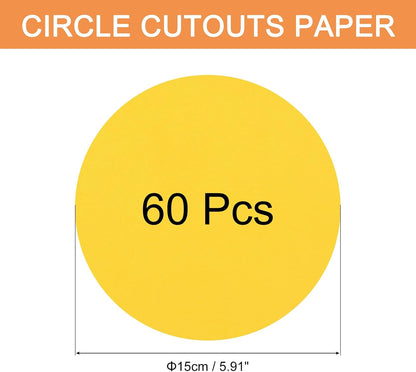 60 PCS Golden Yellow Circle Cutouts Paper, 6 Inch Round Cutouts 200gsm/75lb Circle Cardstock for DIY Crafts Classroom Bulletin Board Decoration