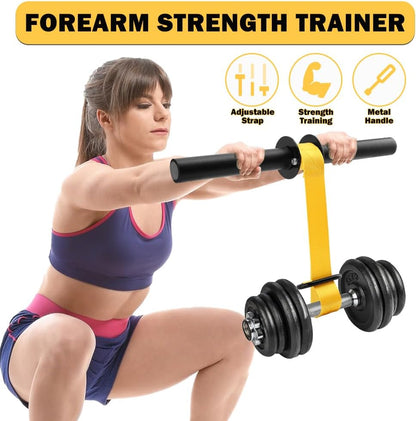 Forearm Strengthener and Wrist Roller, 43.3/51.2 Inch Adjustable Ultra-Strong Nylon Webbing Wrist Forearm Blaster with Quick Locking Mechanism & Anti-Slip Grips, Max 100+ lbs Load for Grip Strength Training, Climbing, Home Gym