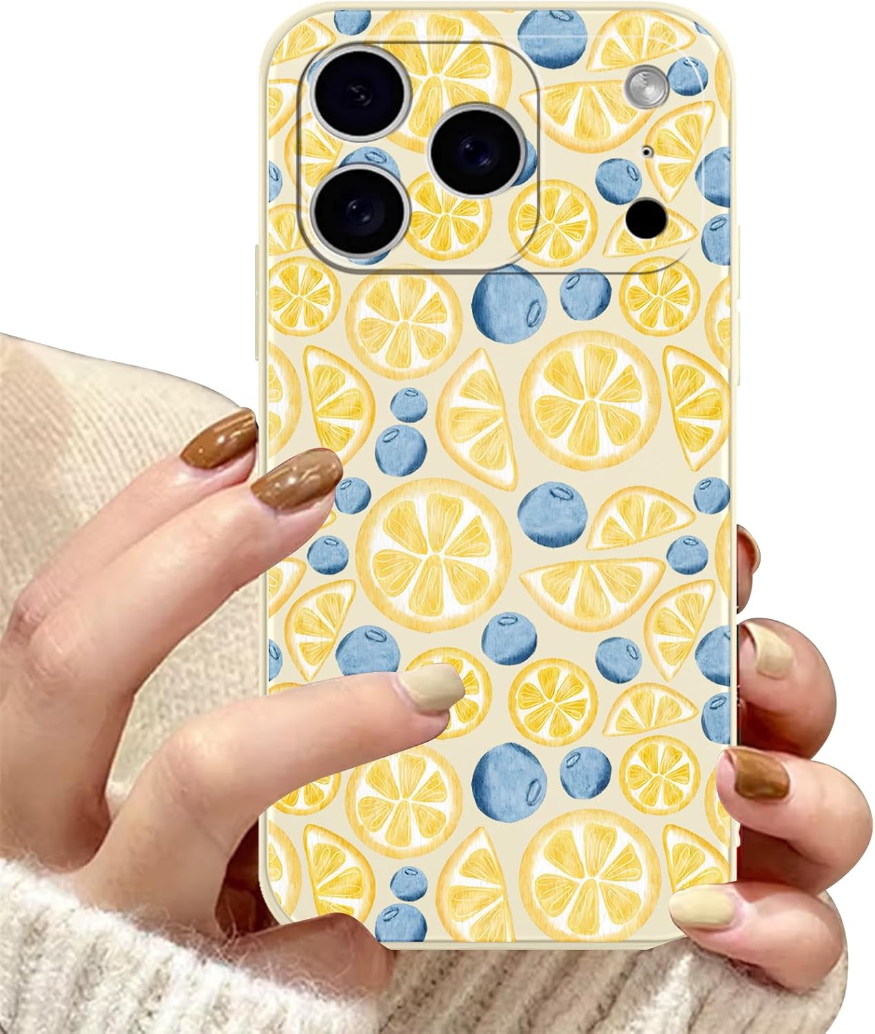 Aesthetics Summer Blueberry Lemon Phone Case for iPhone 17 Pro Max Case Fruit Pattern Shockproof Soft Protective for Women Men Phone Cover Funda for iPhone 17 Pro Max 6.9 Inch White