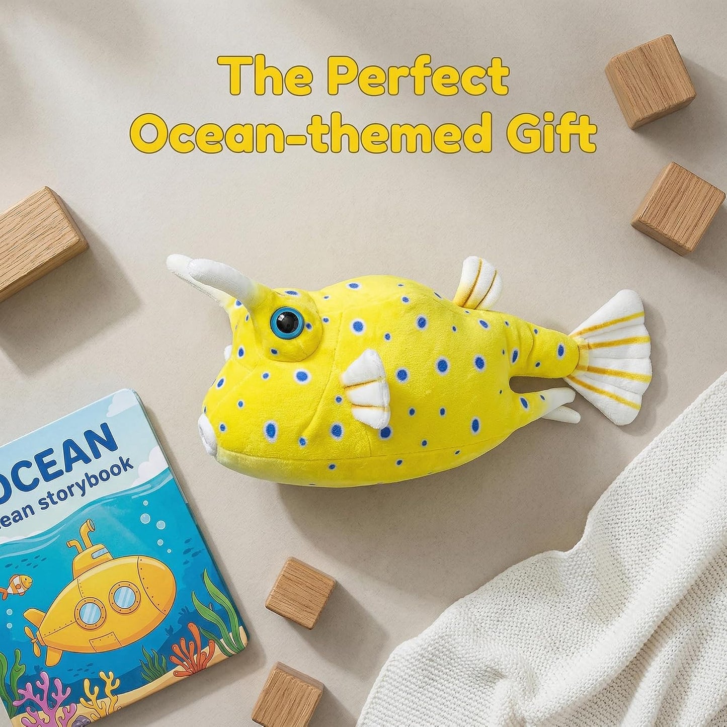 Spiny Boxfish Plush Toy - Lifelike Spiny Boxfish Stuffed Animals Toys, Super Soft Sea Creatures Model Plush Toy Gift Collection for Kids