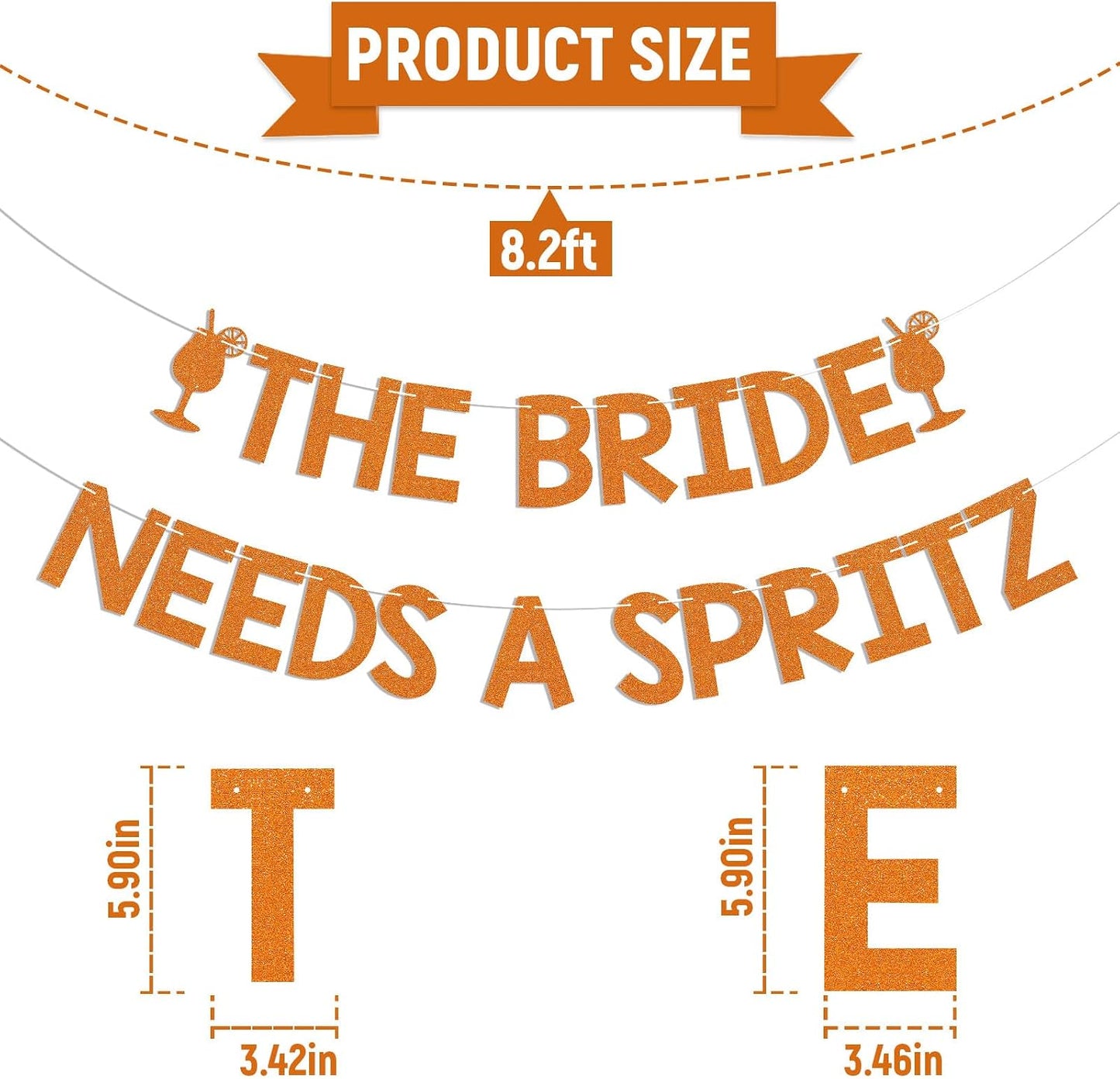 The Bride Needs A Spritz Banner - Spritz 0'Clock Banner, Lemon Citrus Bridal Shower Bachelorette Wedding Party Decorations Orange Glitter