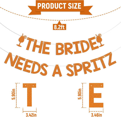 The Bride Needs A Spritz Banner - Spritz 0'Clock Banner, Lemon Citrus Bridal Shower Bachelorette Wedding Party Decorations Orange Glitter