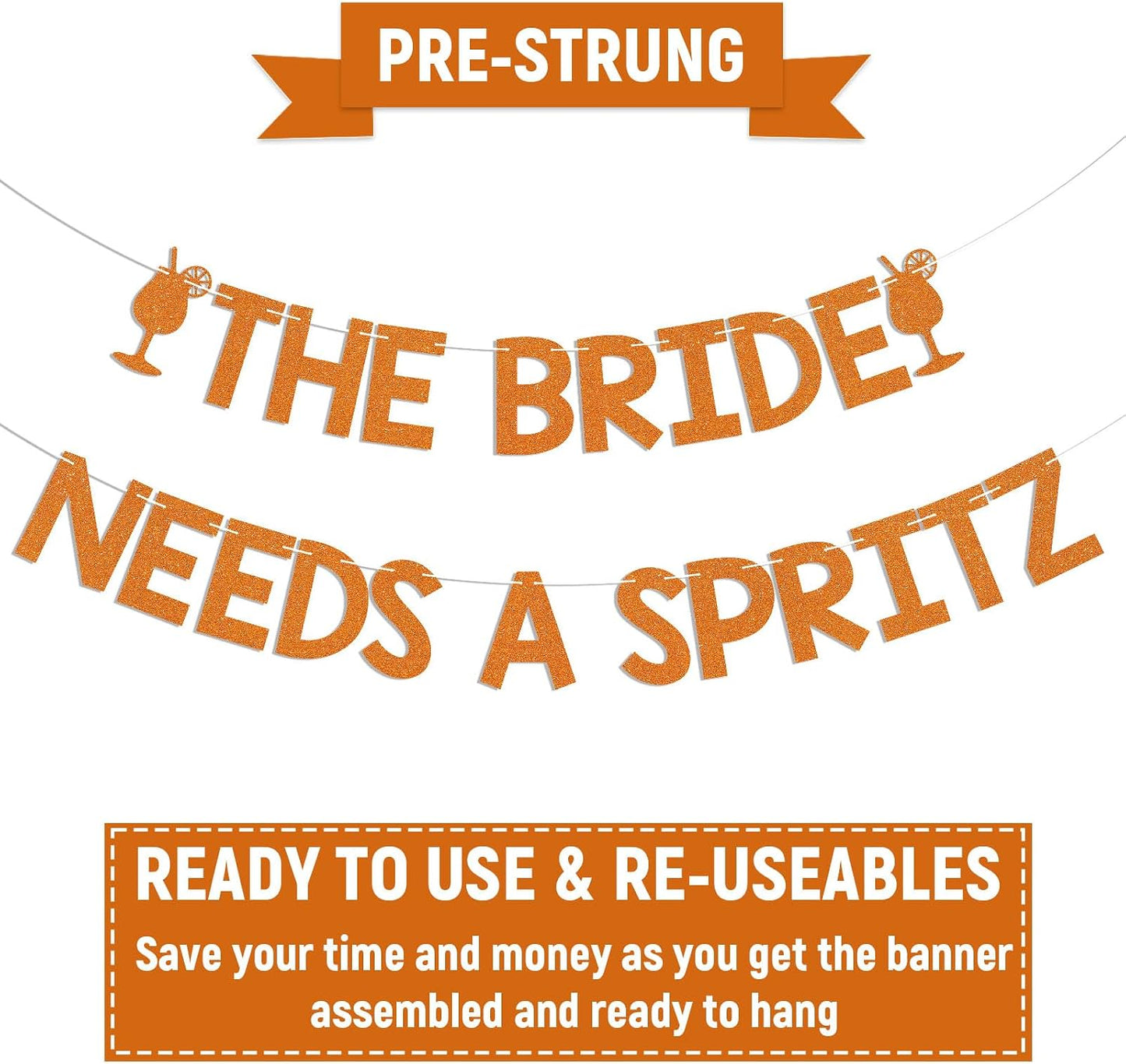 The Bride Needs A Spritz Banner - Spritz 0'Clock Banner, Lemon Citrus Bridal Shower Bachelorette Wedding Party Decorations Orange Glitter