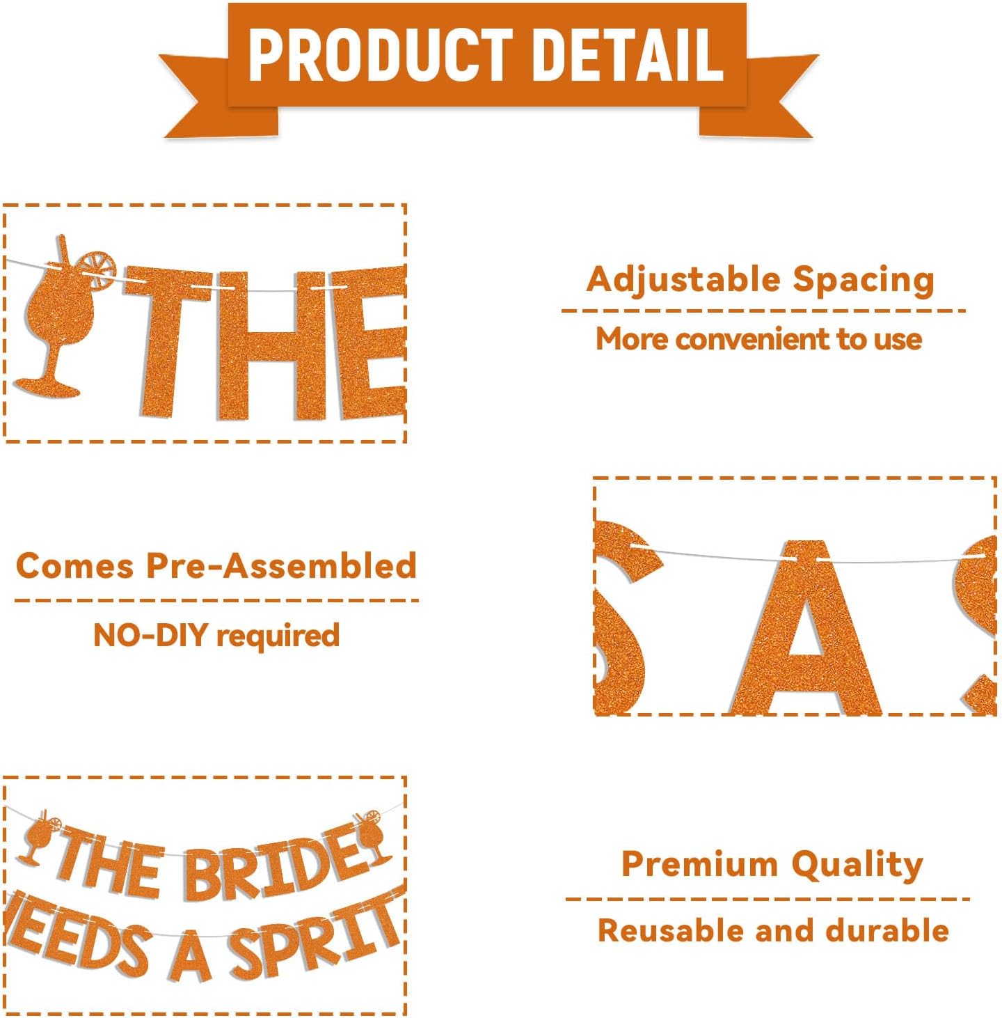 The Bride Needs A Spritz Banner - Spritz 0'Clock Banner, Lemon Citrus Bridal Shower Bachelorette Wedding Party Decorations Orange Glitter