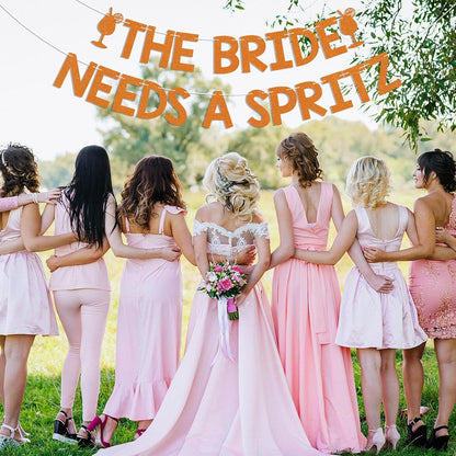 The Bride Needs A Spritz Banner - Spritz 0'Clock Banner, Lemon Citrus Bridal Shower Bachelorette Wedding Party Decorations Orange Glitter