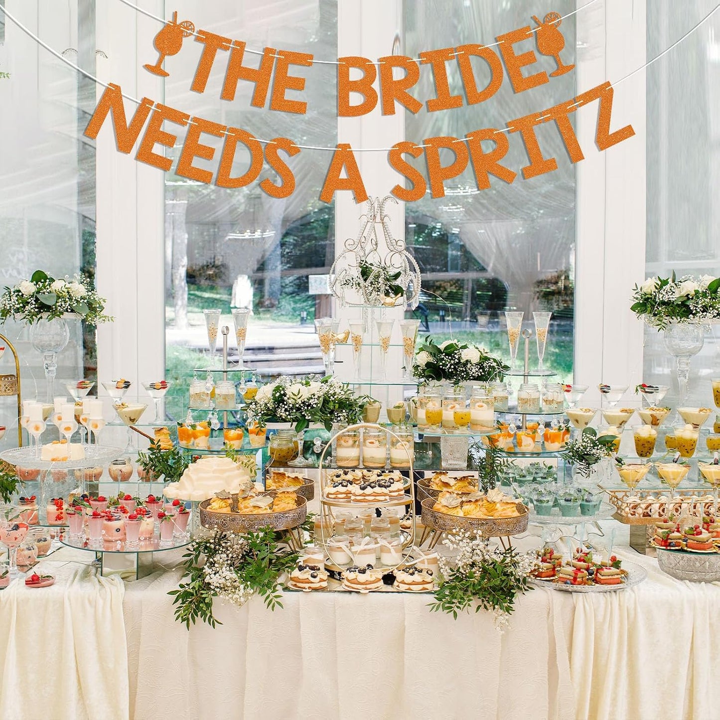 The Bride Needs A Spritz Banner - Spritz 0'Clock Banner, Lemon Citrus Bridal Shower Bachelorette Wedding Party Decorations Orange Glitter