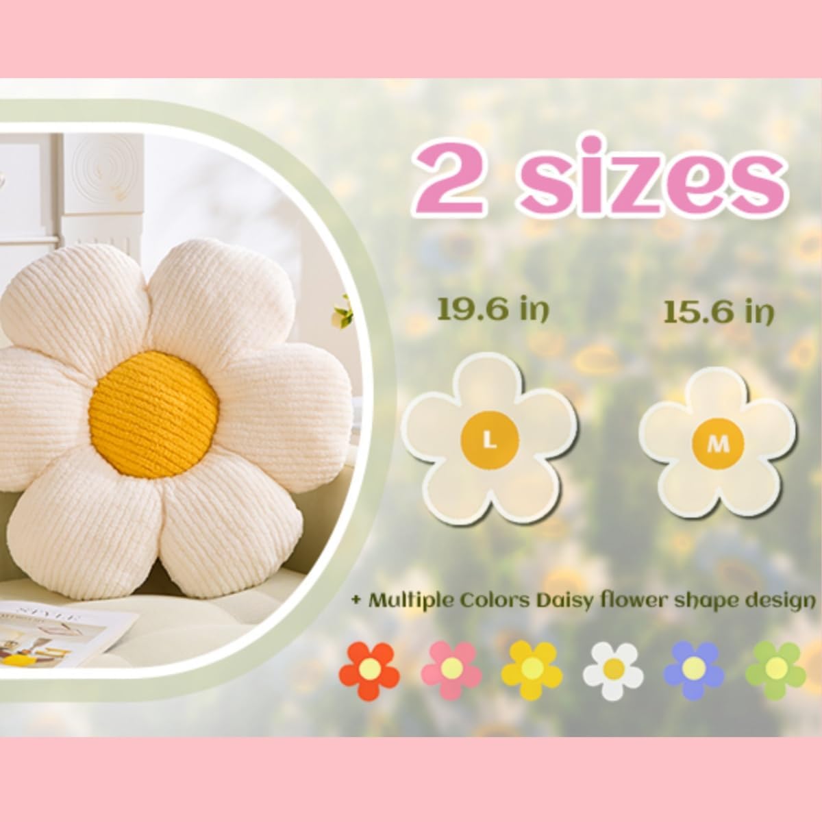 Flower Pillow,15.75" Daisy Pillow Yellow Throw Pillows | Decorative Pillows,Fleece,PP Cotton Filling,Flower Shaped,Seating Cushion,for Sofa Couch Bed,Spring Cute Home Decor