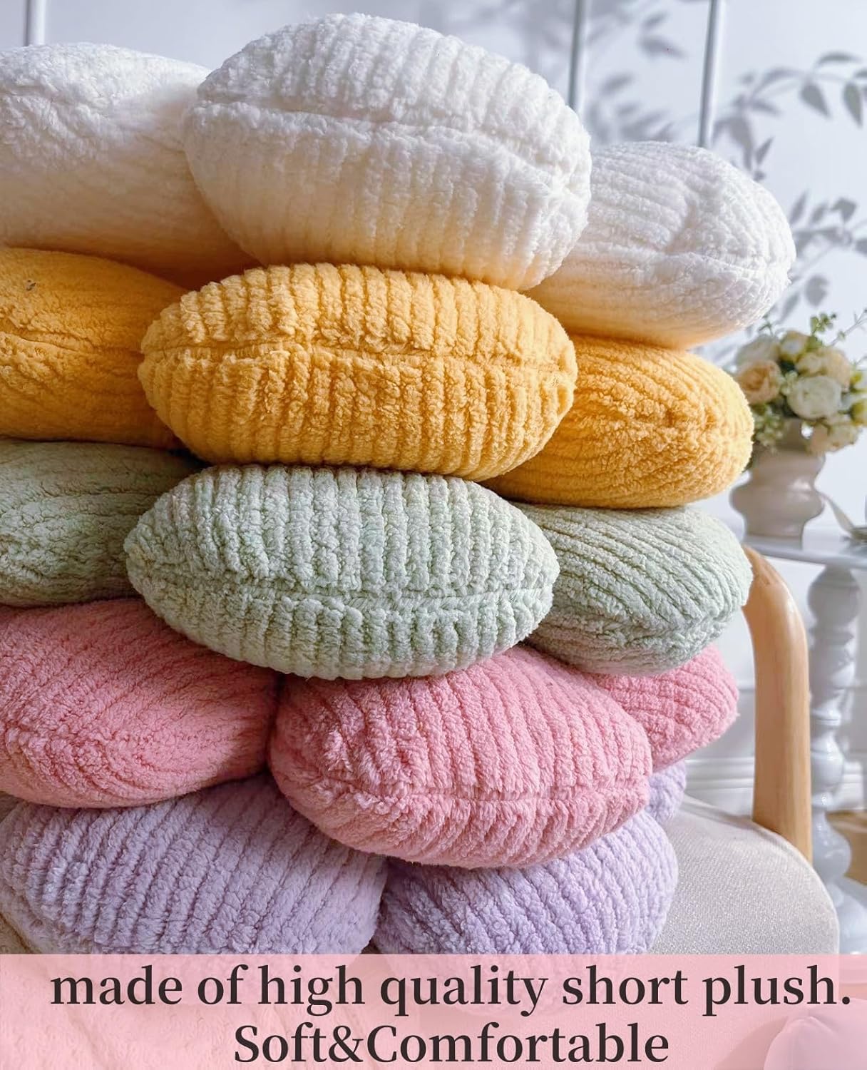Flower Pillow,15.75" Daisy Pillow Yellow Throw Pillows | Decorative Pillows,Fleece,PP Cotton Filling,Flower Shaped,Seating Cushion,for Sofa Couch Bed,Spring Cute Home Decor