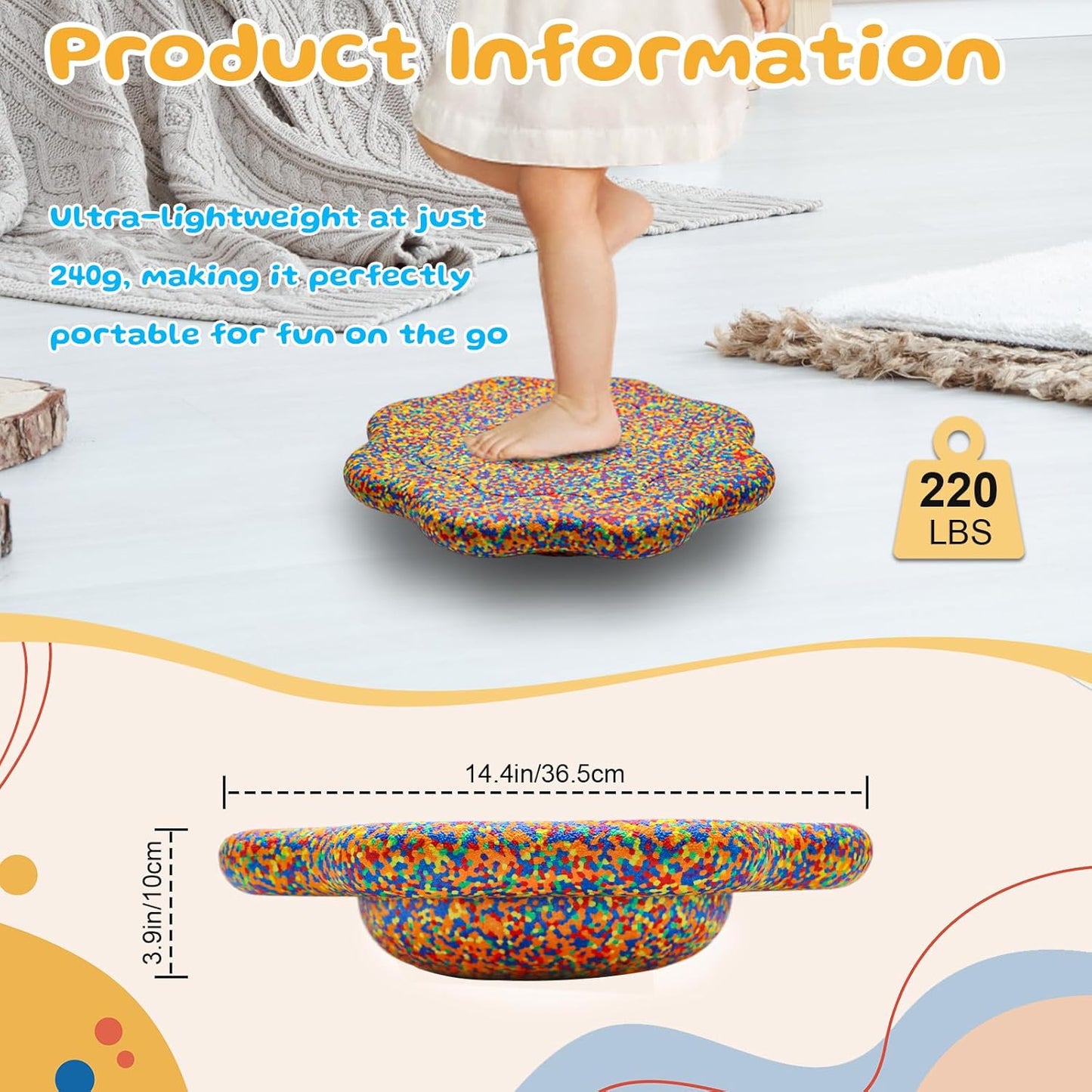 EPP Balance Board Kids for Stepping Stones for Kids | Foam Toddler Balance Board, for Sensory Training Indoor Outdoor, for Boys Girls