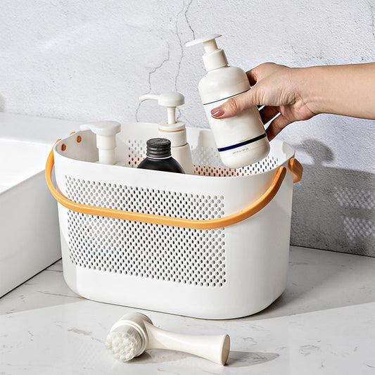 Portable Shower Caddy with Handle, Large Capacity Bathroom Organizer Tote for College Dorm, Kitchen & Travel – Drainage Holes, Multifunctional Storage Basket (Yellow)
