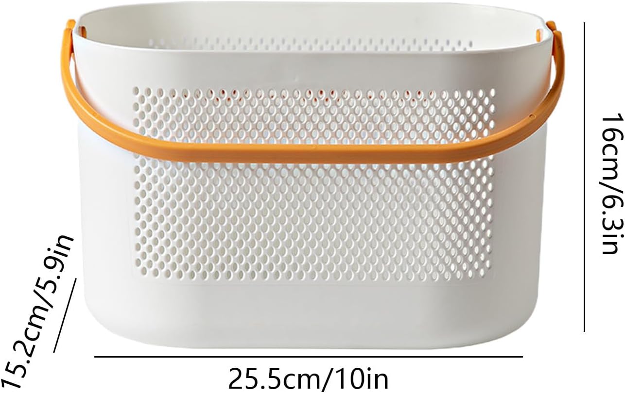 Portable Shower Caddy with Handle, Large Capacity Bathroom Organizer Tote for College Dorm, Kitchen & Travel – Drainage Holes, Multifunctional Storage Basket (Yellow)