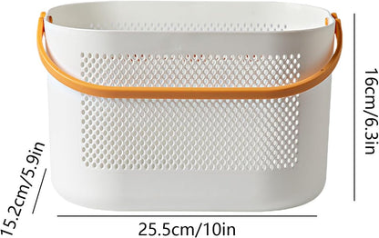 Portable Shower Caddy with Handle, Large Capacity Bathroom Organizer Tote for College Dorm, Kitchen & Travel – Drainage Holes, Multifunctional Storage Basket (Yellow)