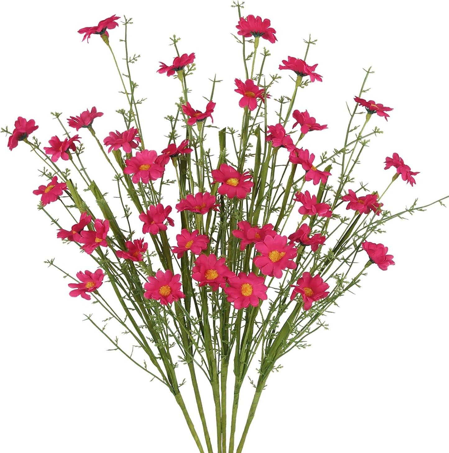 6Pcs Artificial Daisy Flowers Yellow Faux Daisies Flowers Summer Spring Fall Fake Wildflowers with Stems 24" Silk Floral Arrangement for Vase Home Table Garden Wedding Party Outdoor Decoration