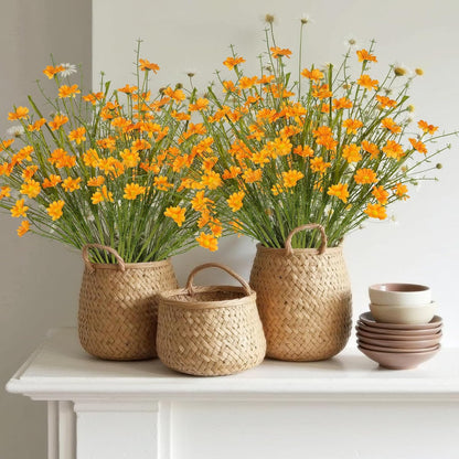 6Pcs Artificial Daisy Flowers Yellow Faux Daisies Flowers Summer Spring Fall Fake Wildflowers with Stems 24" Silk Floral Arrangement for Vase Home Table Garden Wedding Party Outdoor Decoration