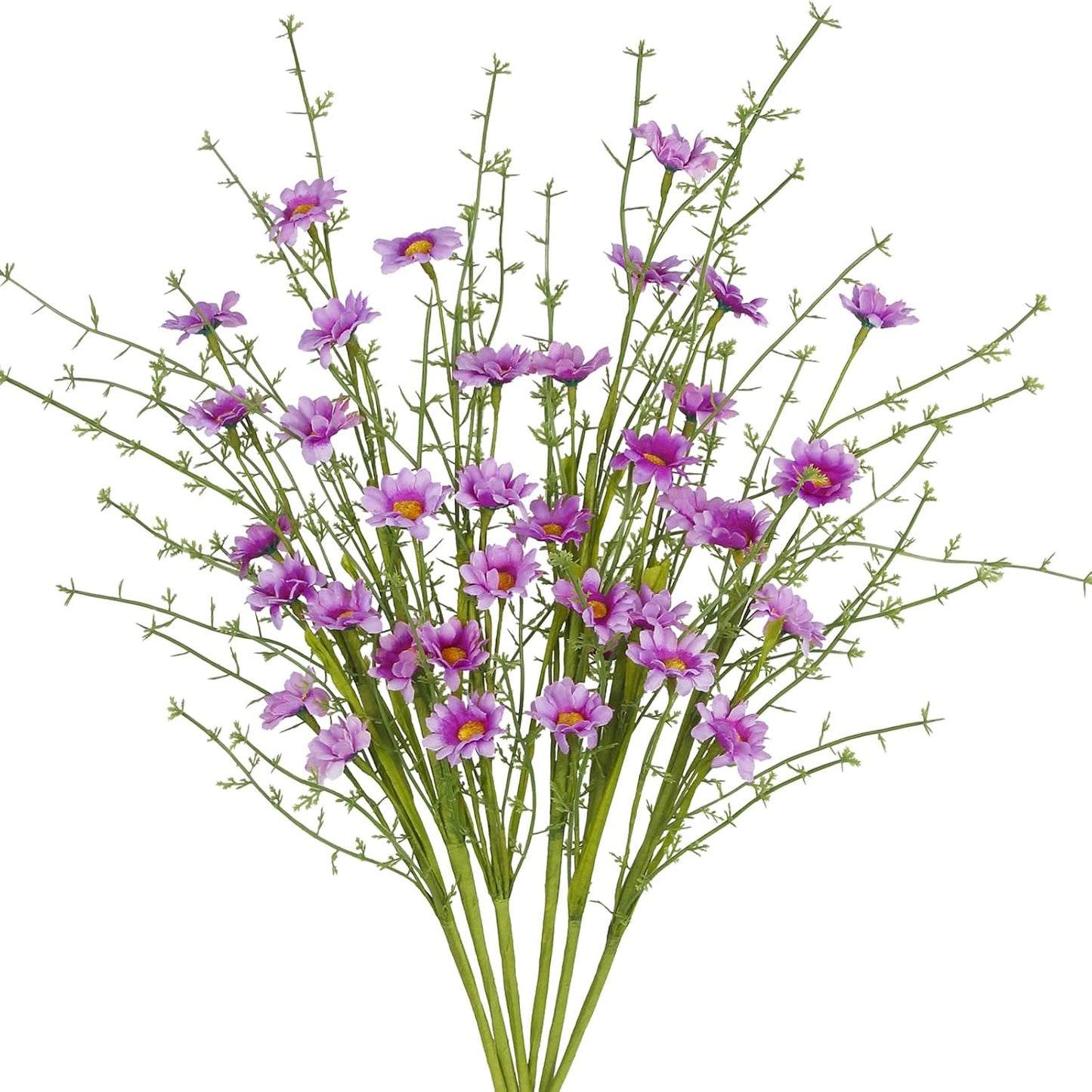 6Pcs Artificial Daisy Flowers Yellow Faux Daisies Flowers Summer Spring Fall Fake Wildflowers with Stems 24" Silk Floral Arrangement for Vase Home Table Garden Wedding Party Outdoor Decoration