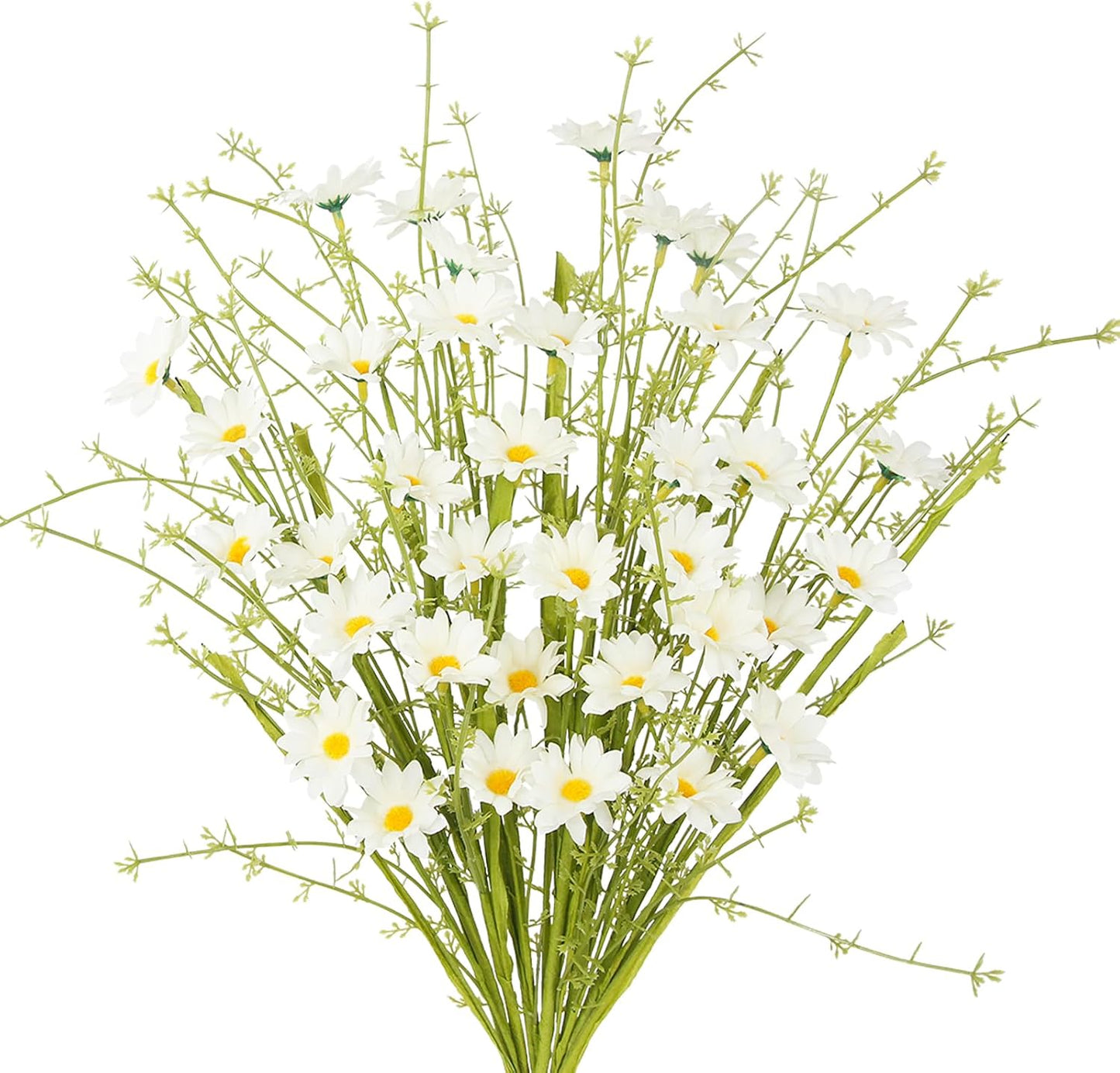 6Pcs Artificial Daisy Flowers Yellow Faux Daisies Flowers Summer Spring Fall Fake Wildflowers with Stems 24" Silk Floral Arrangement for Vase Home Table Garden Wedding Party Outdoor Decoration