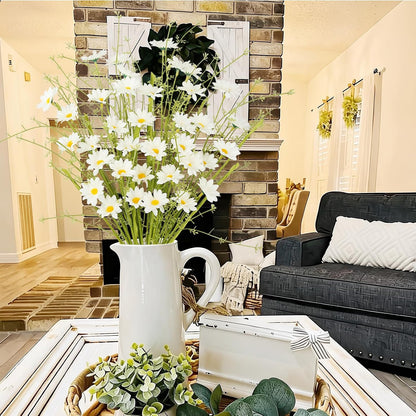 6Pcs Artificial Daisy Flowers Yellow Faux Daisies Flowers Summer Spring Fall Fake Wildflowers with Stems 24" Silk Floral Arrangement for Vase Home Table Garden Wedding Party Outdoor Decoration