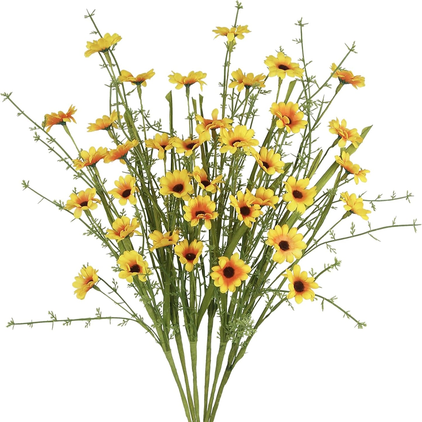 6Pcs Artificial Daisy Flowers Yellow Faux Daisies Flowers Summer Spring Fall Fake Wildflowers with Stems 24" Silk Floral Arrangement for Vase Home Table Garden Wedding Party Outdoor Decoration