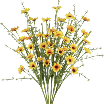 6Pcs Artificial Daisy Flowers Yellow Faux Daisies Flowers Summer Spring Fall Fake Wildflowers with Stems 24" Silk Floral Arrangement for Vase Home Table Garden Wedding Party Outdoor Decoration