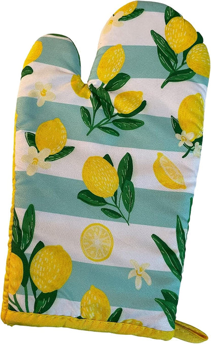 Spring Lemons Dish Towels, Drying Mat, Apron and Oven Mitt Bundle