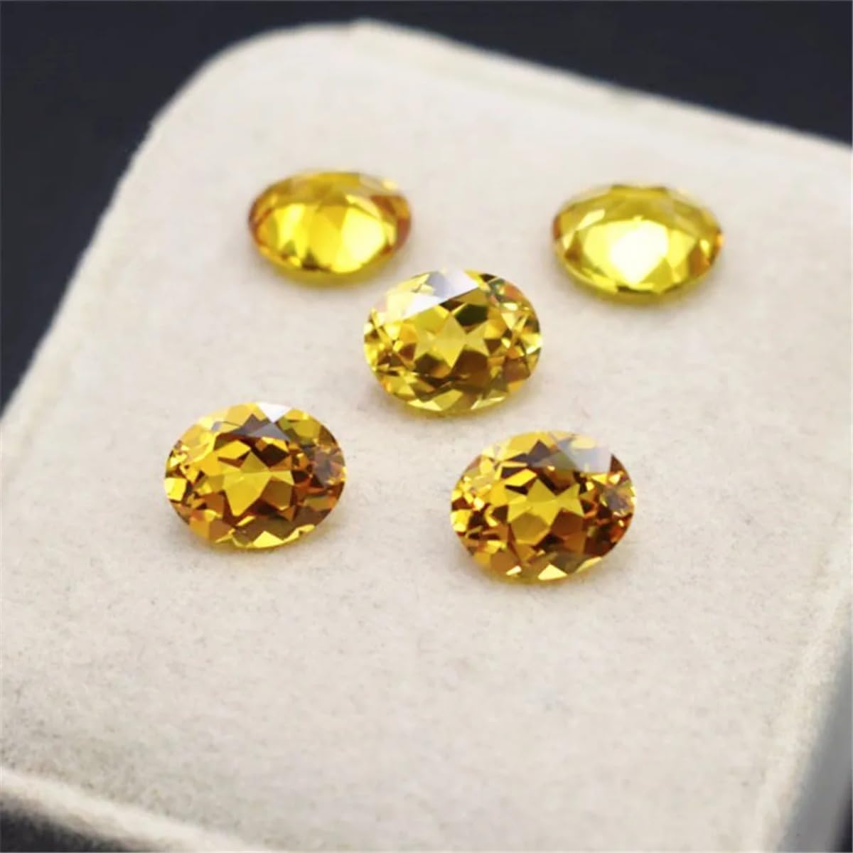 Synthetic Oval Faceted Loose Yellow Sapphire Gem Mohs 9 Multiple Sizes