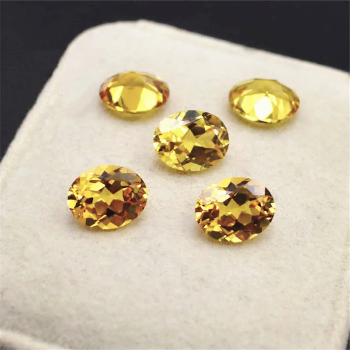 Synthetic Oval Faceted Loose Yellow Sapphire Gem Mohs 9 Multiple Sizes
