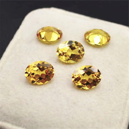 Synthetic Oval Faceted Loose Yellow Sapphire Gem Mohs 9 Multiple Sizes