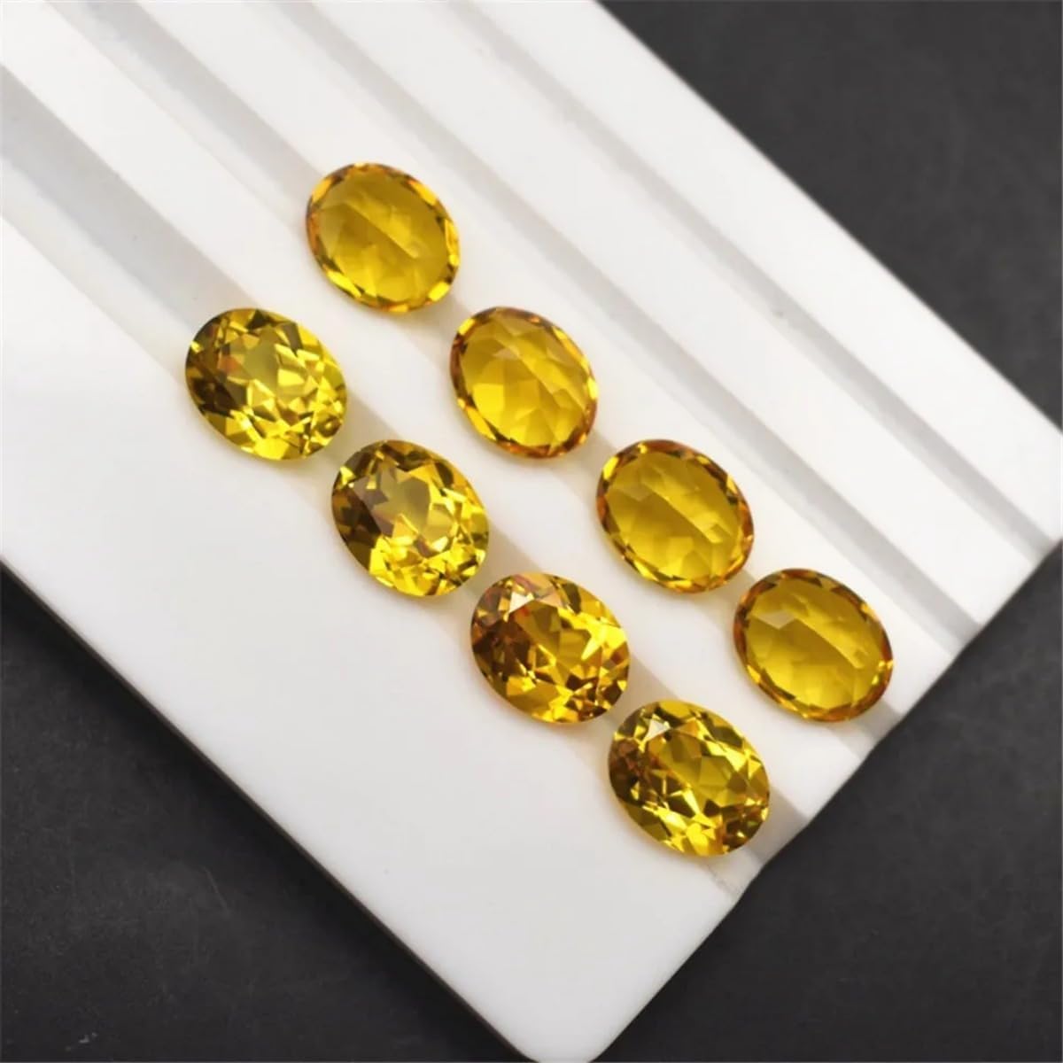 Synthetic Oval Faceted Loose Yellow Sapphire Gem Mohs 9 Multiple Sizes