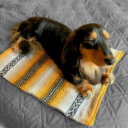 Bedding for Small Animals - Sleeping Bed for Cats or Small Dogs - Puppy Mat Blanket (Tan/Yellow)