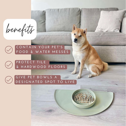 Waterproof Silicone Dog Food Mat – Medium Size Non-Slip Pet Bowl Mat, Raised Edge Design, Easy-to-Clean Pet Food Placemat for Dog & Cat Bowls, 21" Across x 10.5" Deep - Terracotta