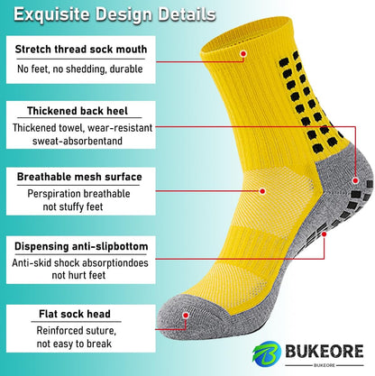 2 Set Anti-Slip Grip Soccer Socks with Shin Guard Sleeves, Sports Athletic Socks for Men Women