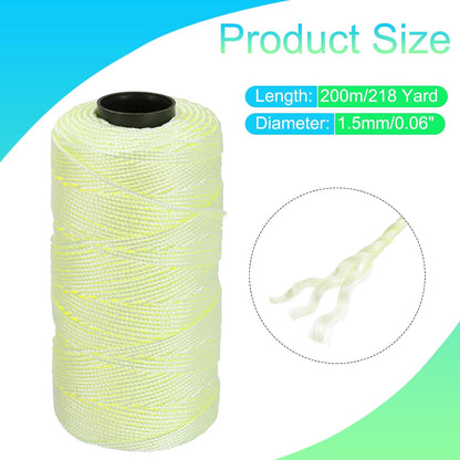 Nylon String 3 Strands Twisted Mason Line 1.5mm x 218 Yards Nylon Twine String for DIY Projects, Home Improvement, Gardening, Gift Wrapping, Christmas Party Supplies, Light Yellow