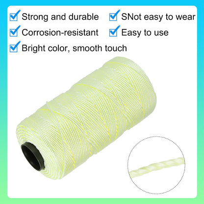 Nylon String 3 Strands Twisted Mason Line 1.5mm x 218 Yards Nylon Twine String for DIY Projects, Home Improvement, Gardening, Gift Wrapping, Christmas Party Supplies, Light Yellow