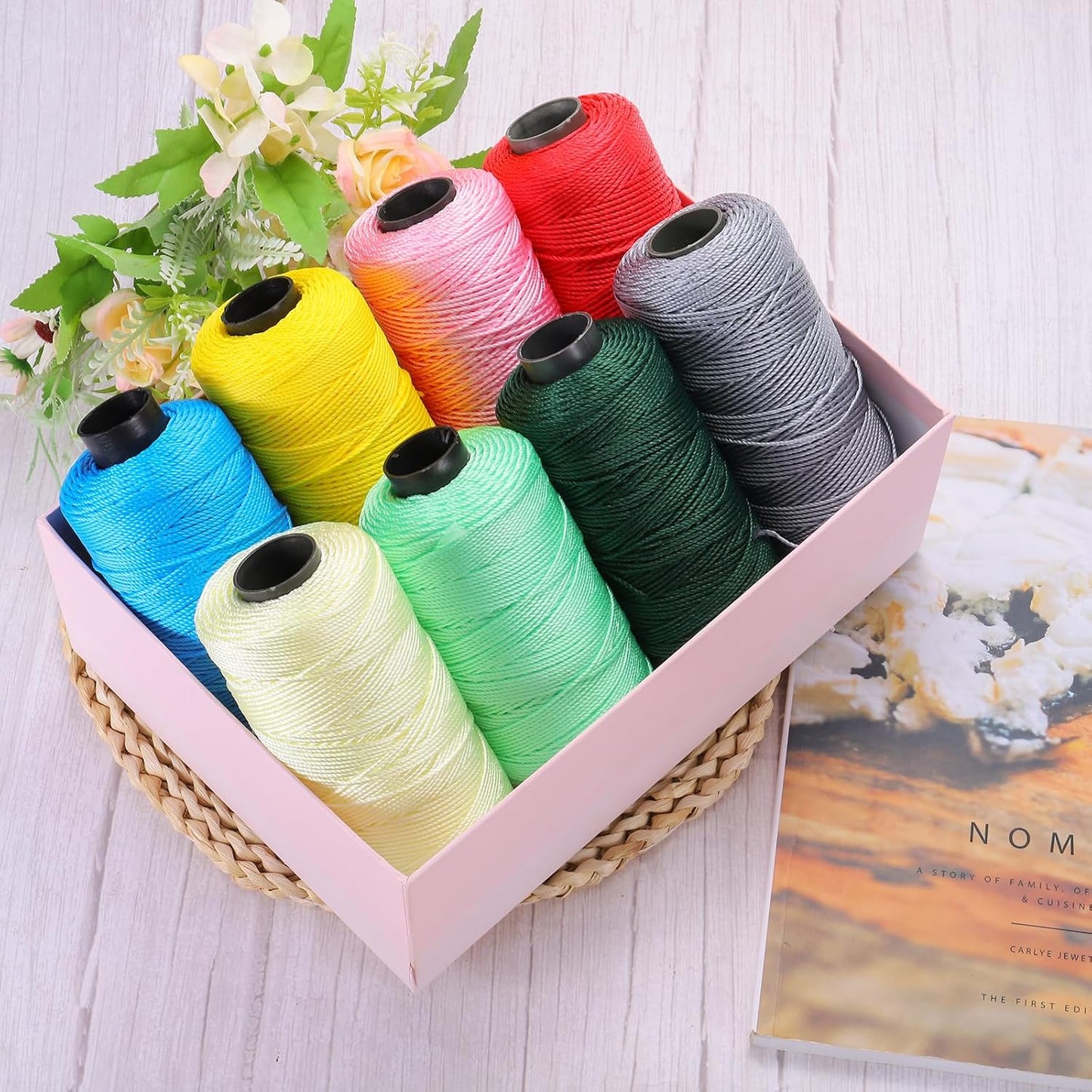 Nylon String 3 Strands Twisted Mason Line 1.5mm x 218 Yards Nylon Twine String for DIY Projects, Home Improvement, Gardening, Gift Wrapping, Christmas Party Supplies, Light Yellow