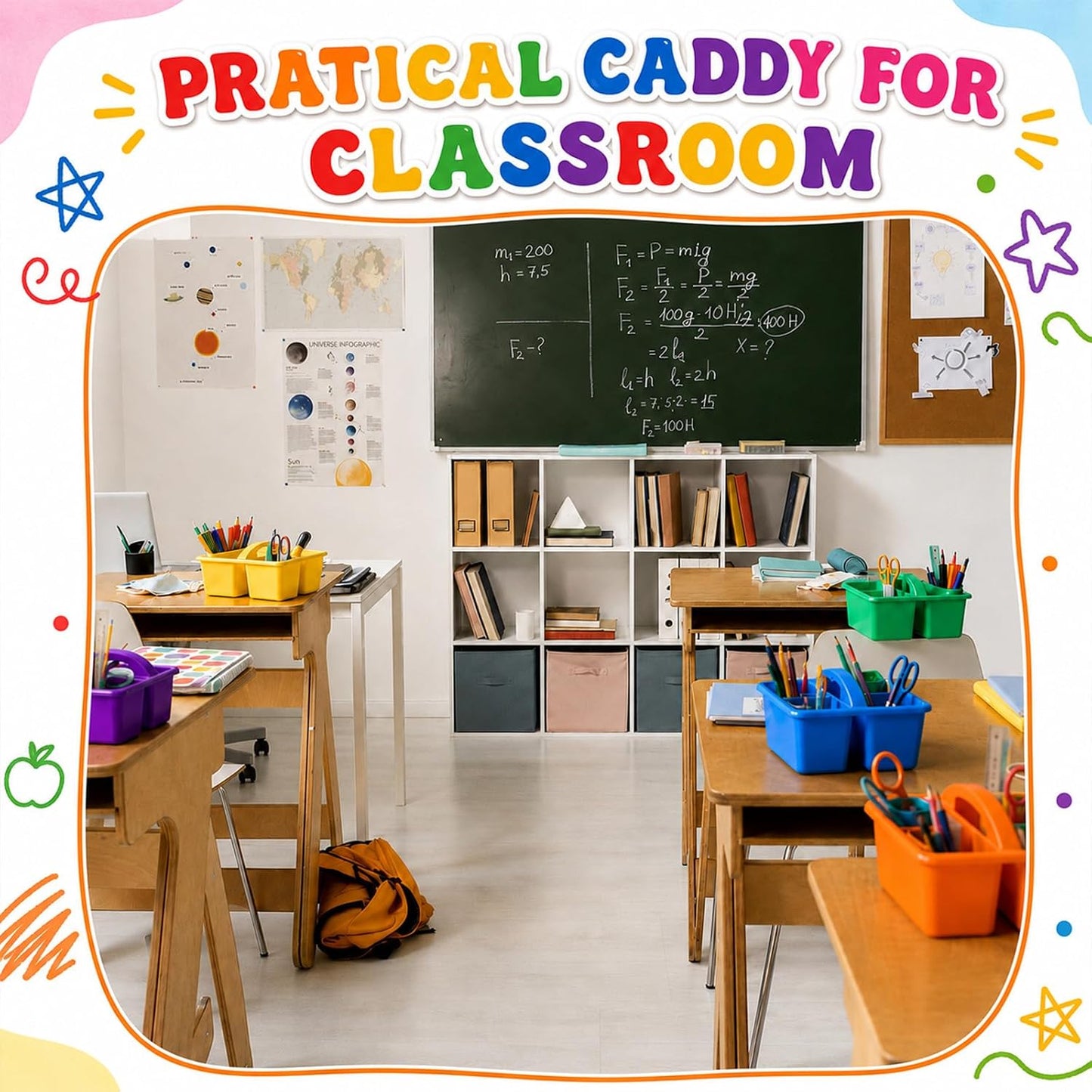 6 Pcs Plastic Classroom Caddy with Handle 4 Compartment Yellow Classroom Caddies Organizer Classroom Caddy Portable for Teachers, Art Craft Crayon Marker Holder Baskets (Yellow)