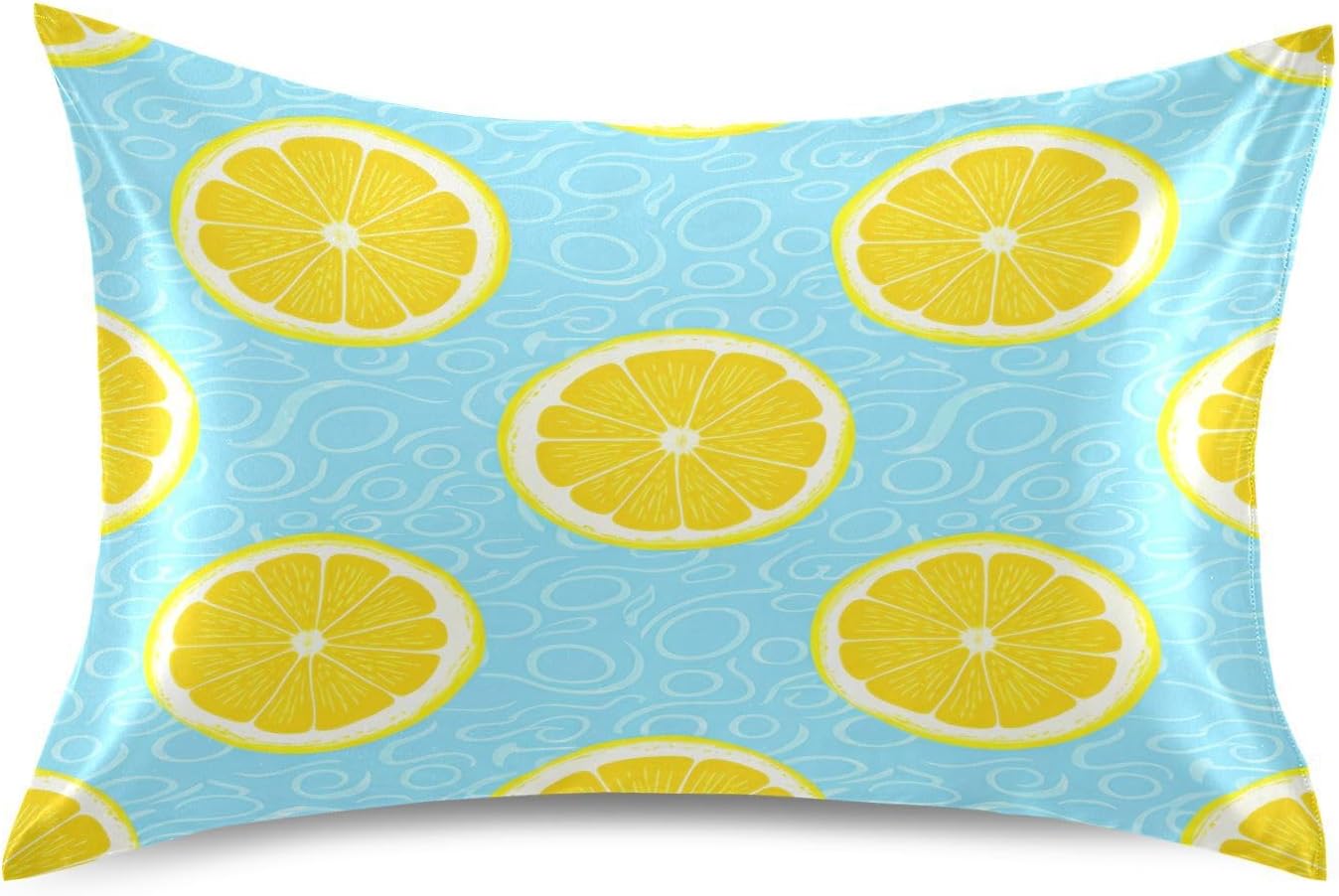 Yellow Lemons Satin Pillowcase for Hair and Skin Silk Pillowcase - Slip Cooling Satin Pillow Covers with Envelope Closure, Standard Size(20x26 inches)#291