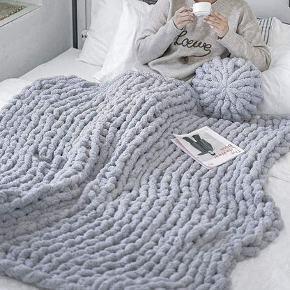 Chunky Knit Blanket Throw, Cute Comfy Blanket, Hand Knitted Chunky Throw Blanket for Couch, Thick and Warm Blanket for Winter, Linen, Crochet Blanket,Yellow,50 * 50 cm