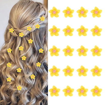 20 Pcs Mini Yellow Flower Hair Clips for Girls Women Cute Hair Pins Small Lily Flower Clips for Hair Wedding Hair Barrettes Bridal Hair Accessories for Girls Women