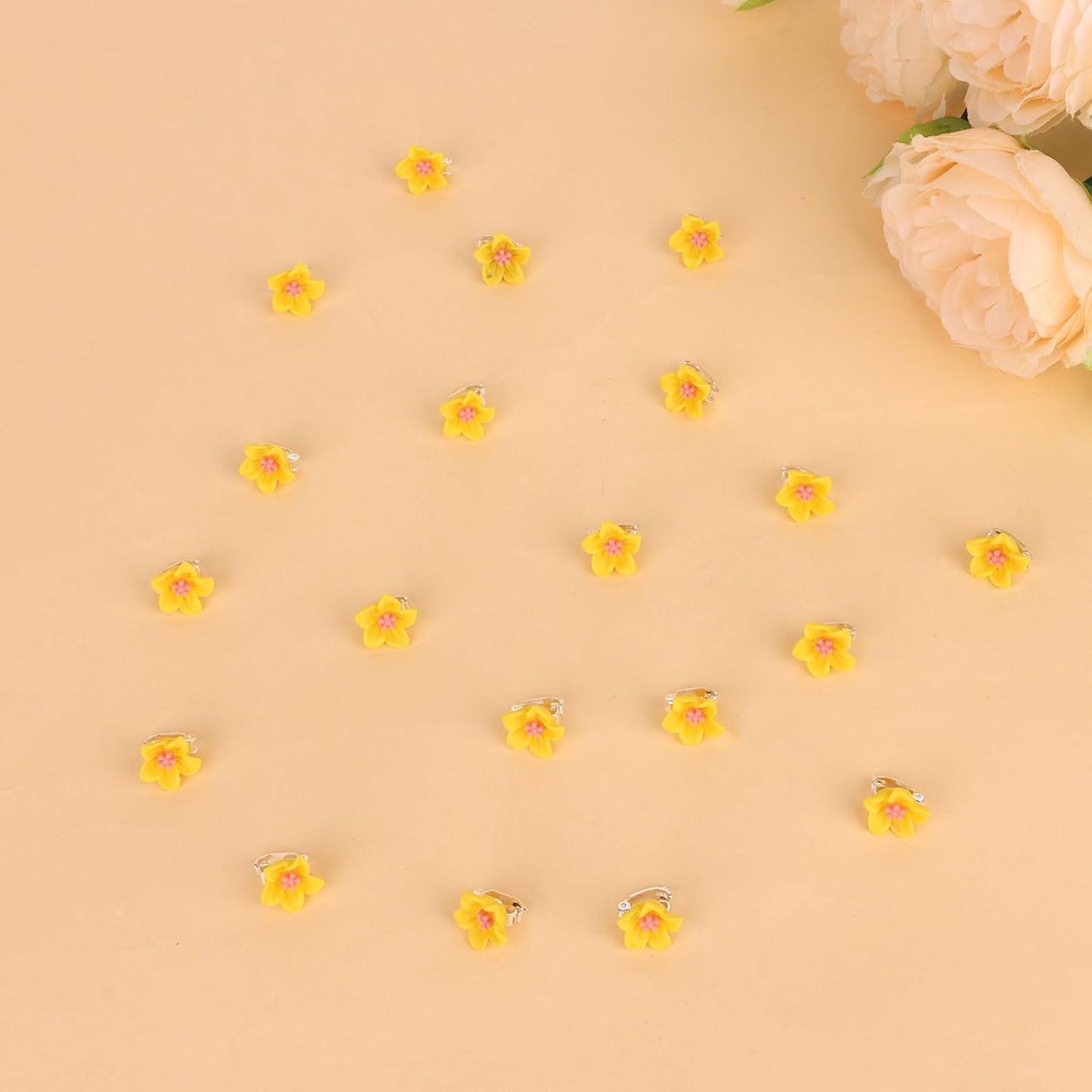 20 Pcs Mini Yellow Flower Hair Clips for Girls Women Cute Hair Pins Small Lily Flower Clips for Hair Wedding Hair Barrettes Bridal Hair Accessories for Girls Women